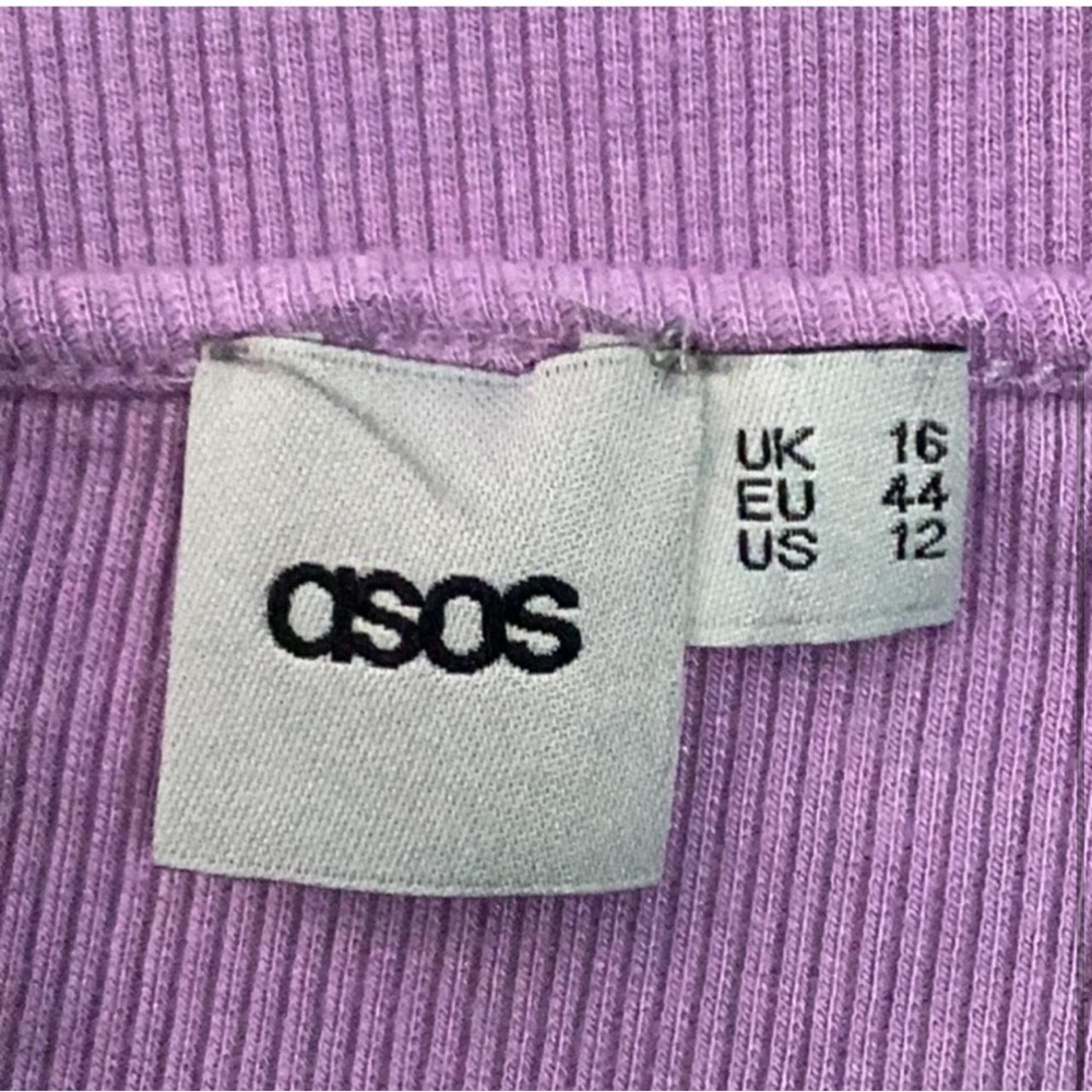 ASOS Purple Ribbed Bodycon Mini Dress 12 - Picture 3 of 3